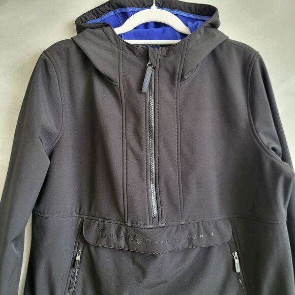 Calvin Klein Performance Jacket Hood Quarter Zip Black Kangaroo Pocket L - Picture 4 of 10
